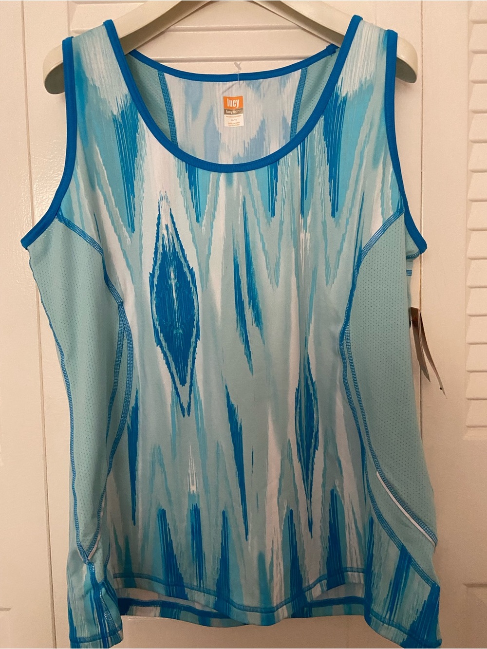 Lucy Light Blue & Turquoise Abstract Athletic Tank